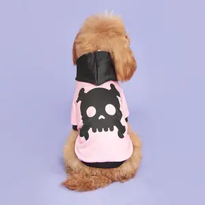 Cute Skull & Bone Pattern Halloween Pet Hoodie Clothing, Casual Soft Comfortable Pet Clothes for Small Medium Large Dogs & Cats, Pet Decoration Supplies