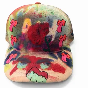 1 Of 1 Hand Painted Holy Rose Collage Trucker Hat