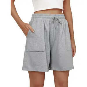Womens Cotton Sweat Shorts Casual Summer Loose Athletic Short Drawstring Waist Lounge Running Shorts with Pockets comfy