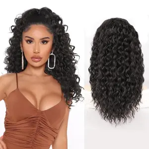 Curly Ponytail Extension Drawstring Full  Ponytail 18 Inch Curly Synthetic Pony Tails Hair Extensions(Black Brown)