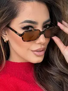 Retro Fashion Leopard Print Small Frame Sunglasses, Elegant Simple Design, Women's Holiday Party Accessory, Ideal Gift Choice, Fashionable Sunglasses, Trendy Styling Sunglasses