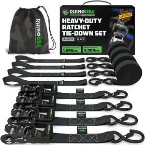 Rhino USA TRADITIONAL Ratchet Straps Heavy Duty Kit - 1.6 Inch x 8ft -15ft (5,208lb Break Strength) 2-4 pack Rhino USA TRADITIONAL Ratchet Straps Heavy Duty Kit - 1.6 Inch x 8ft -15ft (5,208lb Break Strength) 2-4 pack