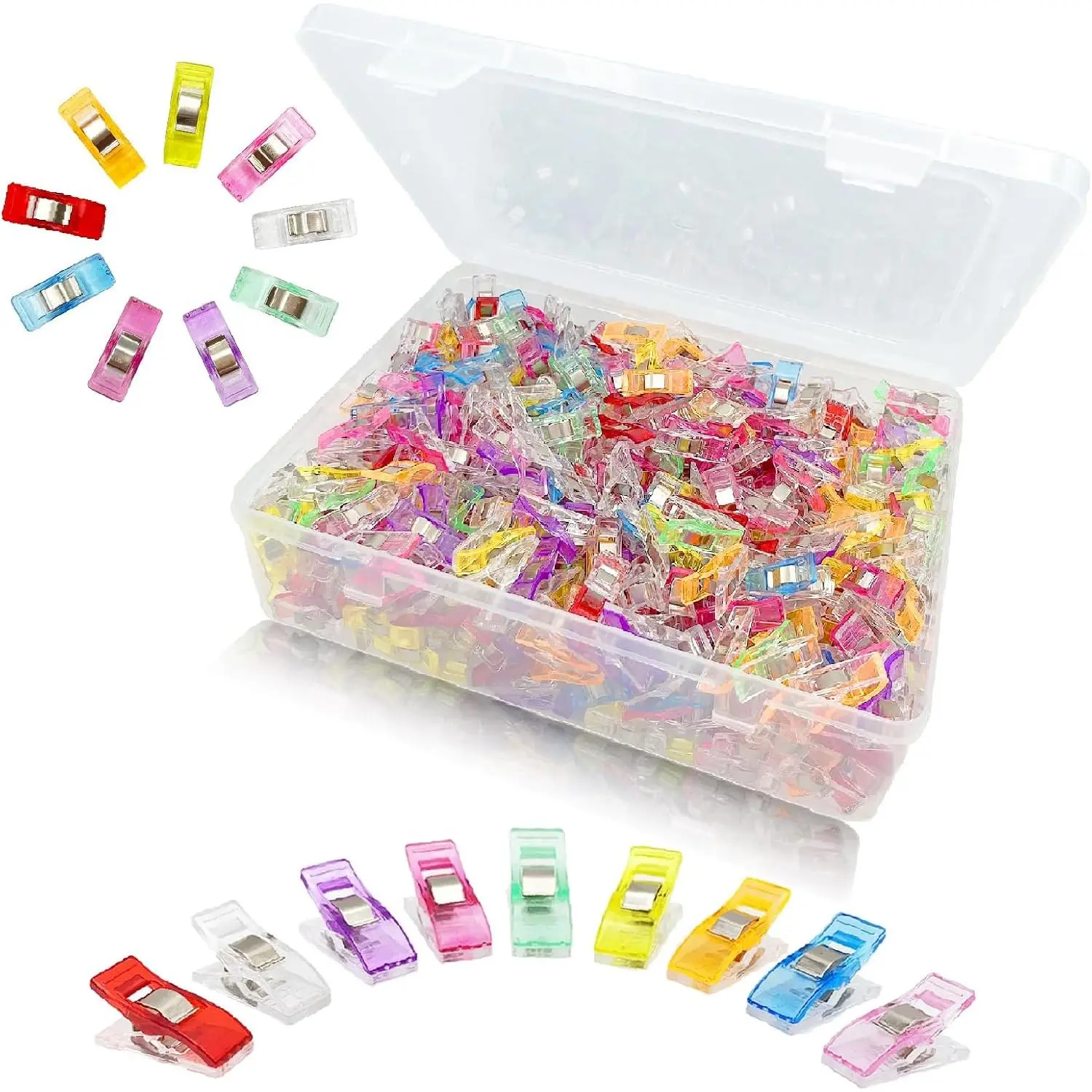 500 count Multipurpose Quilting Clips Premium Sewing Clips for Fabric and Quilting, Plastic Clips for Crafts, Quilt Clips Sewing Notions Sewing Products for Sewing Supplies Crafting Tools