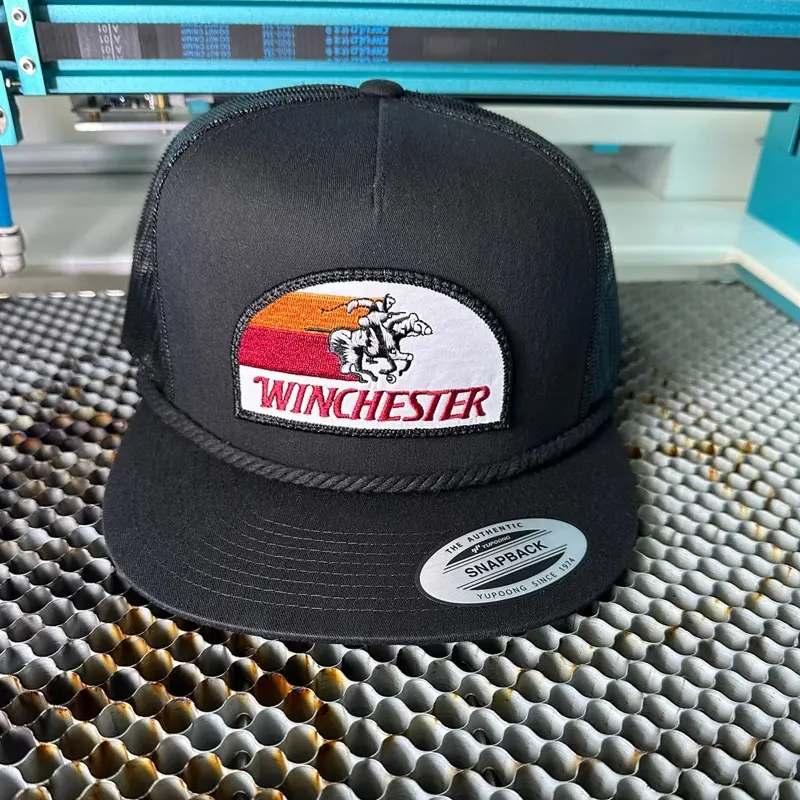 Winchester Patched Hat with Logo, Adjustable Fit, Adjustable Closure, and Patch Details