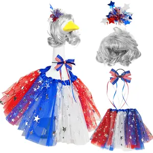 4 pcs / 4th of July Patriotic Porch Goose Outfits for a 23-Inch Lawn Statue Independence Day Goose Costume for Garden Patio U.S. 250th Anniversary Decoration