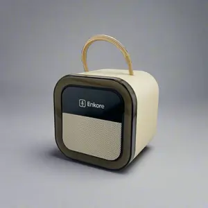 Enkore ONE- Natural Sand- Portable Karaoke Machine with Bluetooth Speaker, 2 Wireless Microphones, 5 Voice Effects, 4 Light Modes, USB-C Charging