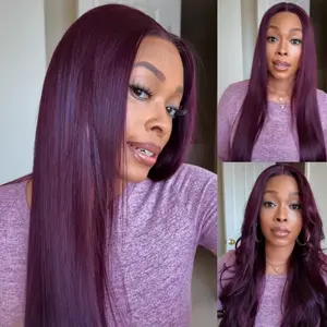 Beautyforever7x5 and 13x4 Lace Frontal Black Cherry Layered Straight Pre-Everything Effortlessly Glueless Wig