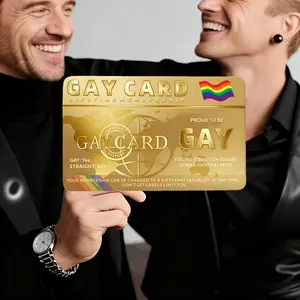 1/3 Gay Pride Lifetime Membership Card, Non-adhesive, High-end Gold Design, Rainbow Heart Pattern, PVC Material. A great gift for friends and colleagues who enjoy jokes. Funny Model, Humorous Gift, Party Favor, Pride Celebration, Fun Party Cards