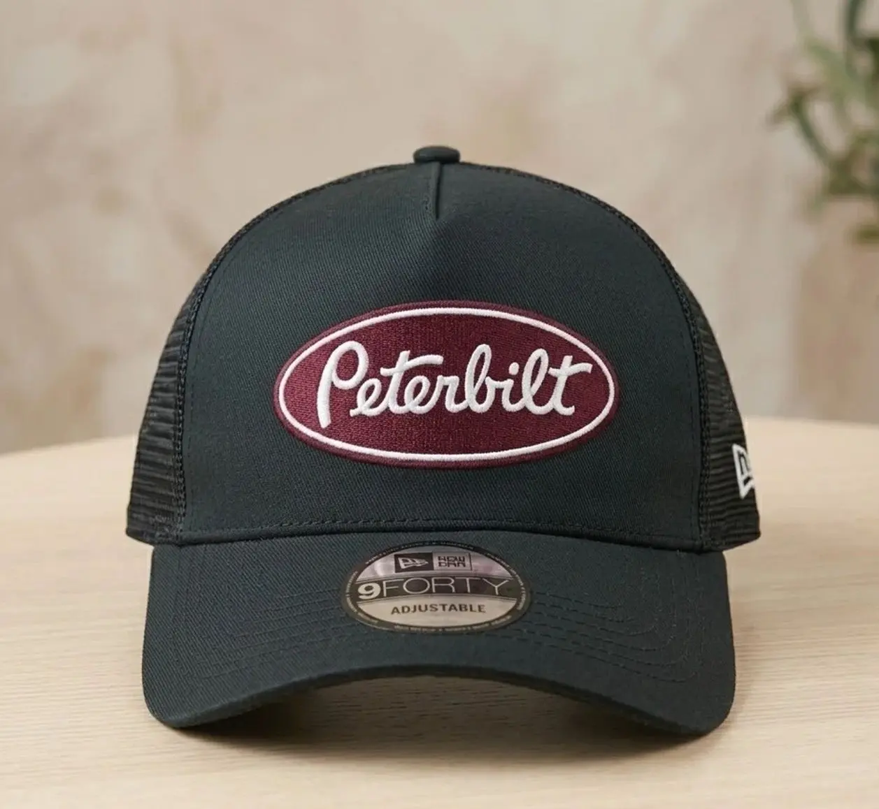 Peterbilt Semi Truck Hat Black Mesh Adjustable Cap Embroidery and Adjustable Fit for Men and Women