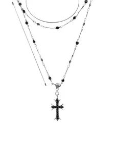 Chic Millennium Style Cross Pendant Necklace for Women, Dark Punk Choker Retro K Necklace, Sweet Cool Collarbone Jewelry, Coptic Cross Necklace