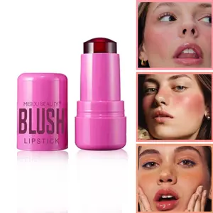 1PC Cooling Water Jelly Tint Lip & Cheek Stain, Vegan Minimalist Aesthetic Style, 4 Shades Long-lasting Transfer-proof. Bouncy Jelly Texture with Instant Cooling Sensation, Perfect for Summer Travel, Beach Days & Daily Natural Makeup