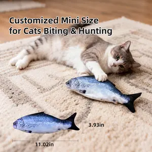 Bitesized Realistic Flopping Fish Cat Toys, 3 Pack, Interactive Cat toys for All Breeds, Tap-Activated 3 Flapping Mode, 11.02 Inches, with Catnip, Rechargeable,Touch-Activated Kitten Toy Rechargeable, Interactive Cat Exercise Toys yellow croaker