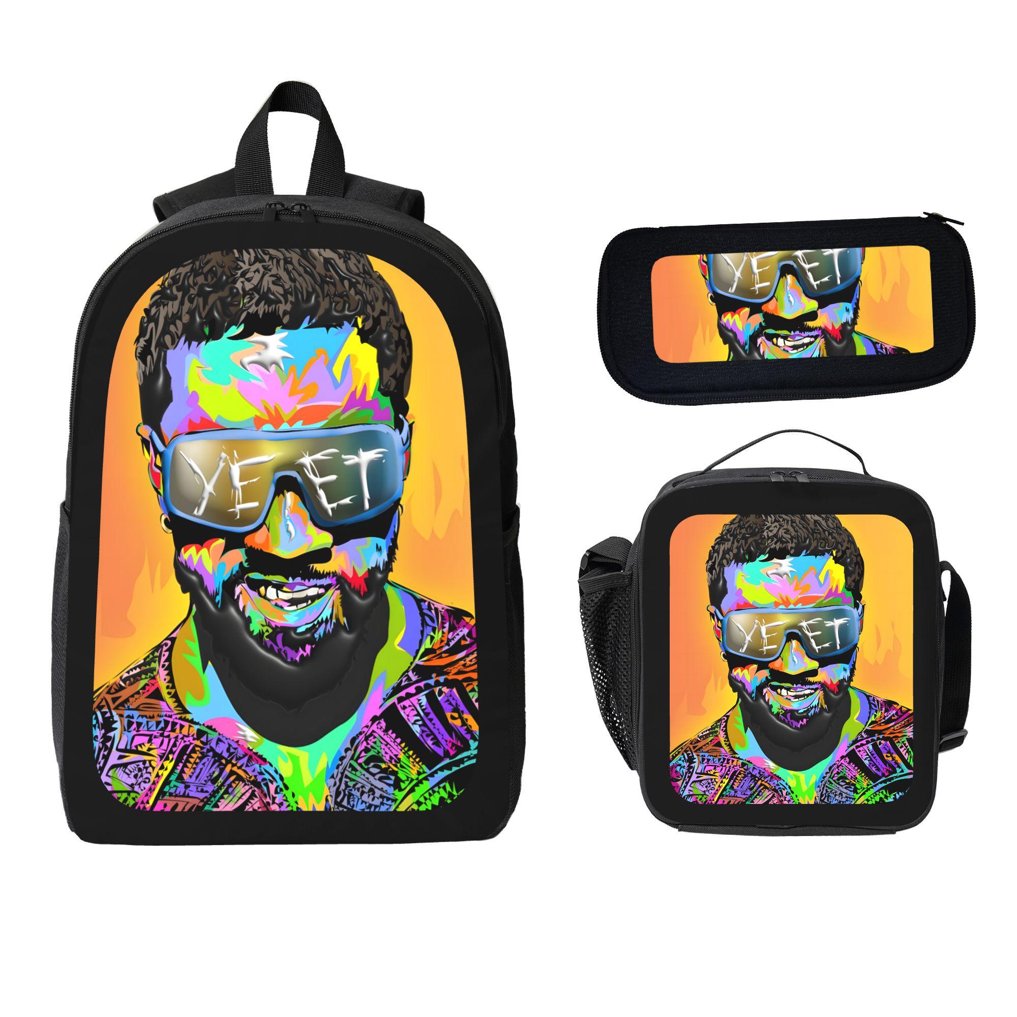 YEET Jey Uso Backpack School Travel Daily Lightweight Large Capacity Adjustable Comfortable Mesh Cushioning 3 In 1 Lunch Box Pencil Case Style For Boy Girl Teen Students Casual Outdoor Use Series-B