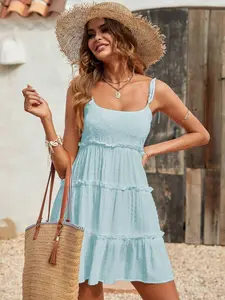 Solid ColorUmbrella-Shaped Hem Style Strap Dress