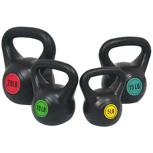 Wide Grip Kettlebell Exercise Fitness Weight Set, 3-Pieces: 10lb, 15lb and 20lb Kettlebells