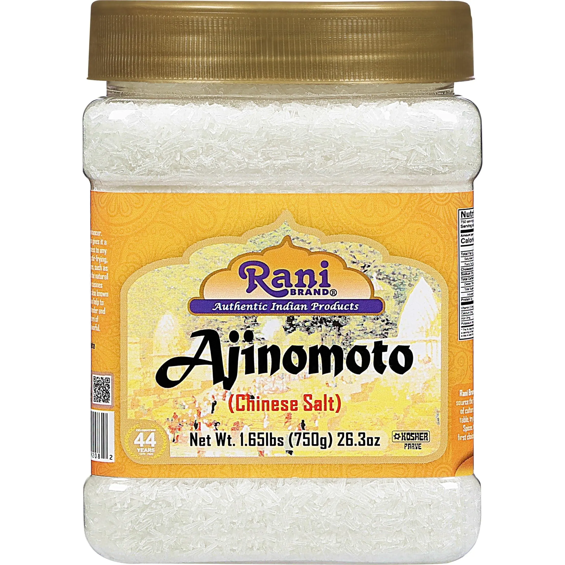 Rani Ajinomoto (Chinese Salt) 26.3oz (1.65lbs) 750g PET Jar ~ Umami Seasoning, Perfect for stir-frying, roasting, soups, salads & dressings | Gluten Friendly | Vegan | NON-GMO | Kosher | Indian Origin