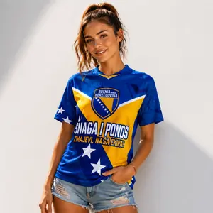 Unisex Style 2026 Bosnia Herzegovina Soccer Jersey All Over Print Fan Shirt Zmajevi Supporter Tee
