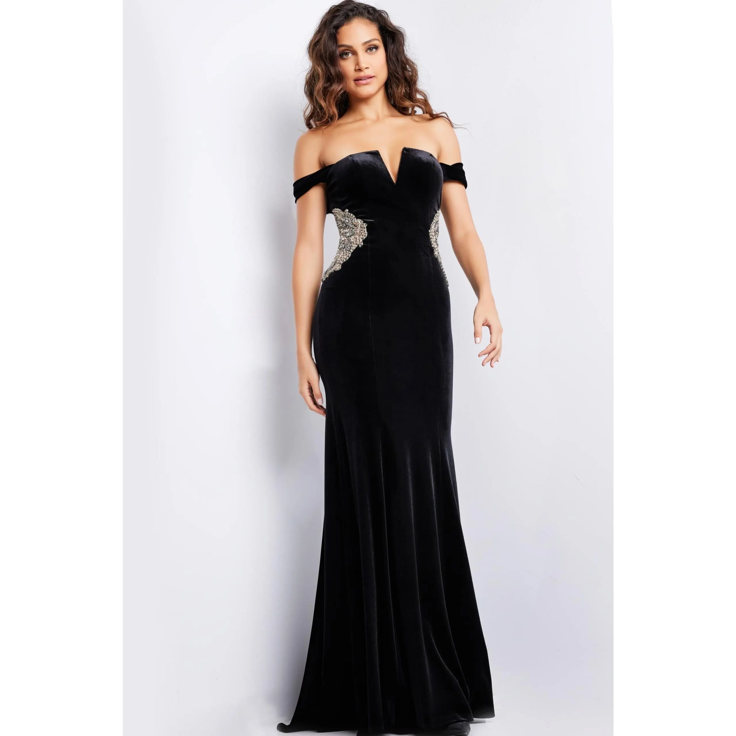Jovani -36733 Beaded Appliqued Evening Gown
