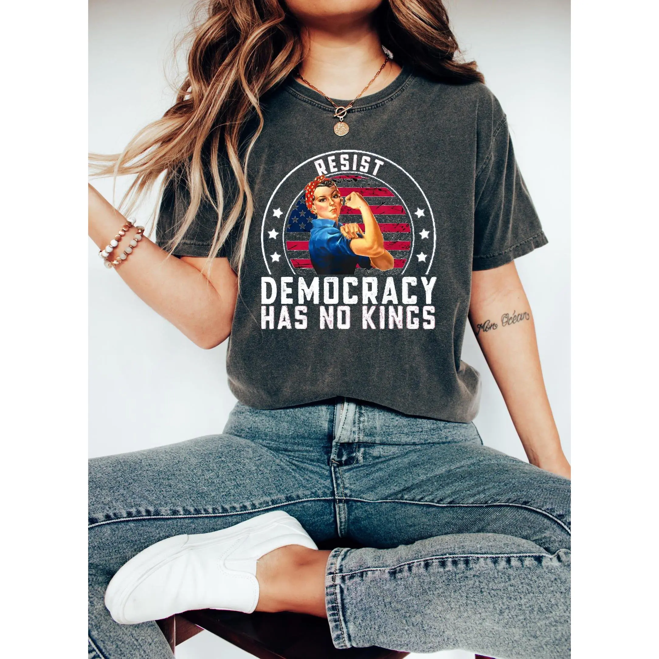 Resist Democracy Has No Kings Shirt, Patriotic Political T-Shirt, Resist Democracy Has No Kings Tee, Patriotic Political Tshirt