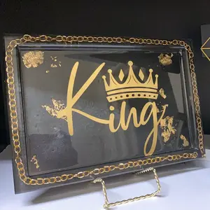 “KING” Tray and ashtray Set Resin Hand Made Male Female