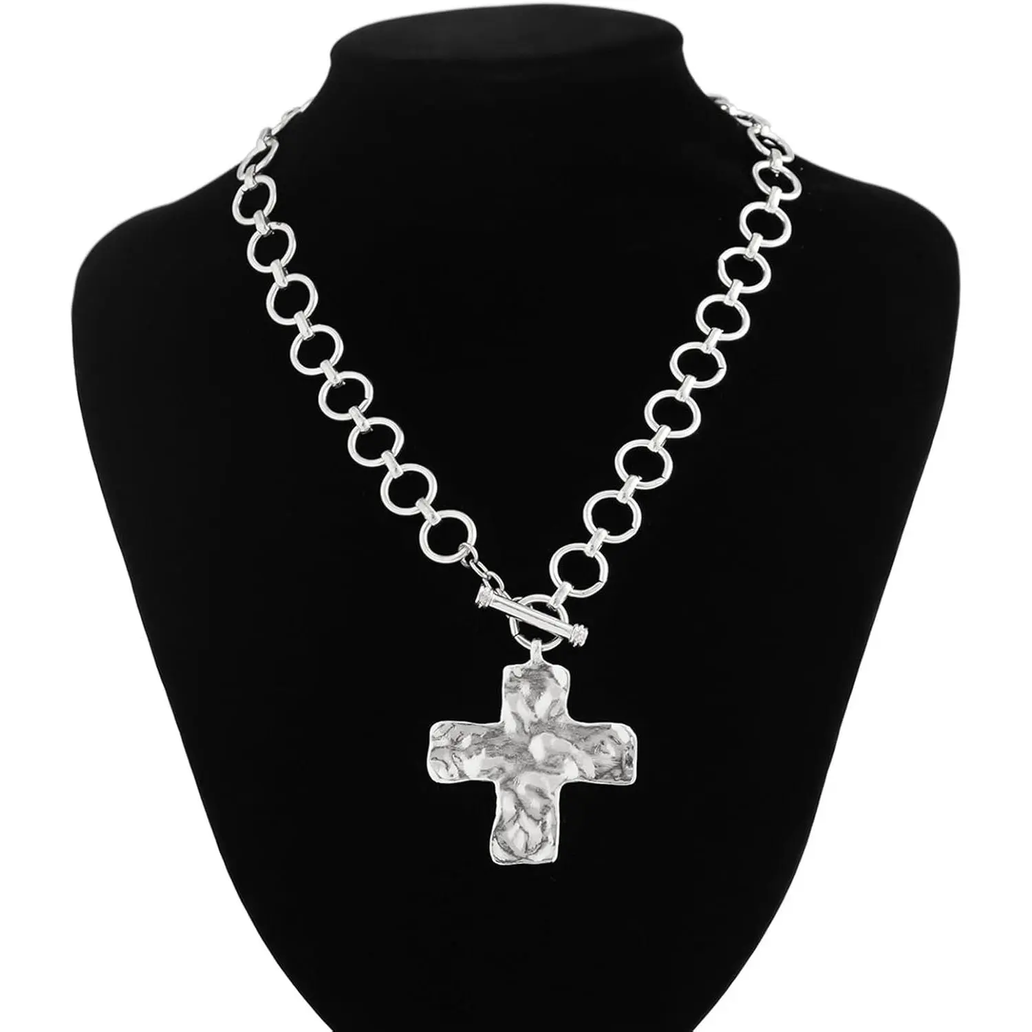 Gold Chunky Cross Necklace for Women Statement Cross Pendant