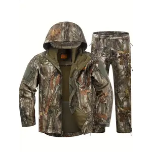Hunting Clothes Men, Quiet Camouflage Hunting Jacket and Pants, Waterproof Hunting Suit Deer Duck Bow Hunting