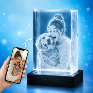 Personalized 3D Crystal Photo Gift – Small Tower Vertical