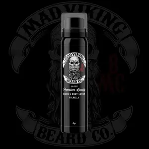 Mad Viking Beard Co. Valhalla Beard & Body Lotion Spray Vanilla Sandalwood Scent 8 oz Lightweight Moisturizing Non-Greasy Formula