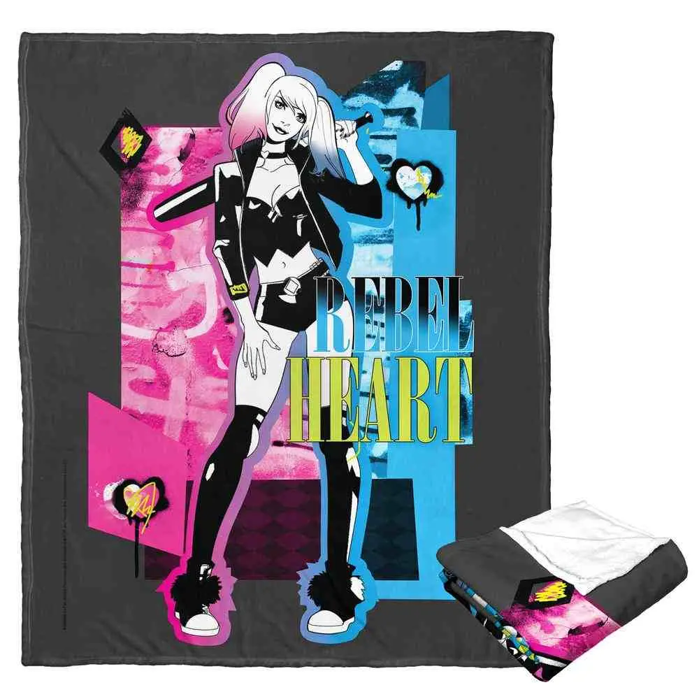 Warner Bros. Batman Rebel Heart Silk-Touch Throw Blanket, 50x60 in, Soft Texture Home Accessory for Whimsical Room & House Decor, Room Decor, Whimsical Home Decor