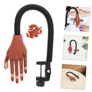 Practice Hand Kit - Flexible Movable Fake Hand for Acrylic Nails with 100 Nail Tips - Ideal for Beginners Manicure Training