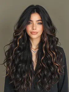 28 Inch Ombre Long Curly Wig, High-Quality Everyday Natural Look, Versatile Full Head Set, Perfect for Daily Wear, Natural Looking Wig, Body Wavy Wigs, Synthetic Curly Wigs, Synthetic Hair Wigs, Synthetic Fiber Wigs