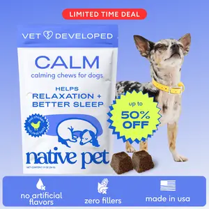 Native Pet Calming Chews for Dogs - Melatonin for Dogs Anxiety Relief - Grain Free All Natural Hemp Calming Treats & L-Theanine Helps Manage Stress & Separation Anxiety - Puppy Sleep Aid