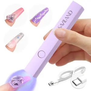 SAVILAND Handheld UV Nail Lamp: 3W Portable Mini Flash Cure Light for Gel Nail Stickers, Rechargeable Type-C LED Nail Dryer for DIY Home Manicure