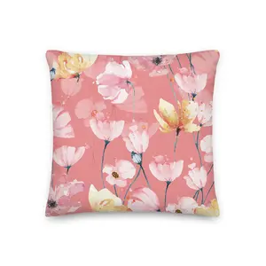 Seamless Pattern Poppies Pillow- Soft or Linen