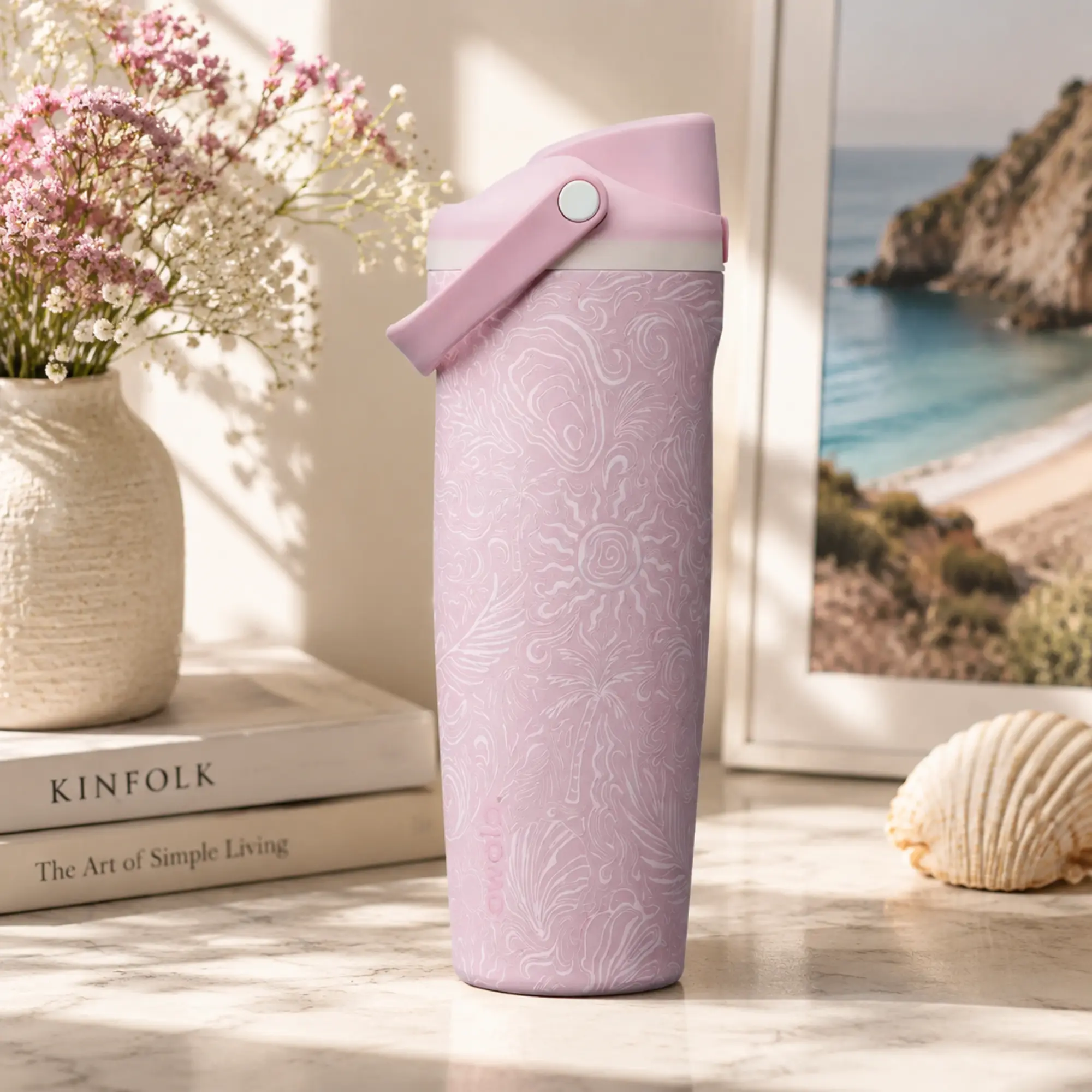 Owala FreeSip Coastal Bohemian Limited-Edition Water Bottle, Leakproof Travel Tumbler for School Office Gym, Gift Idea