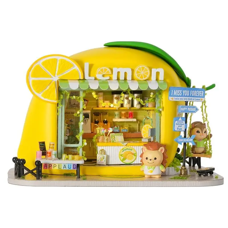 DIY Miniature Fruit Town Model, Wooden 3D Puzzle Kit, Wooden Jigsaw Puzzle, Wooden Handmade Puzzle, Wooden Puzzles, Creative Gift for Ages 14+, Includes English Instructions, Modern Style Embellishment, Crafts