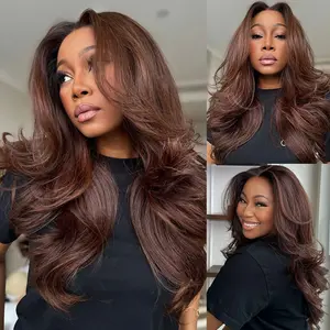 Chocolate Brown Colored Body Wave #2 Dark Brown Colored Lace Front Wig 13x4 HD Transparent Lace Front Wigs With Baby Hair For Woman