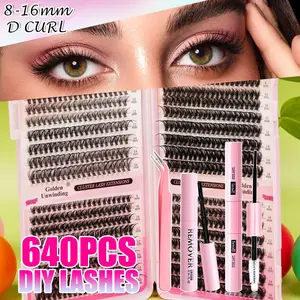 DIY Eyelash Extension Kit, Large Capacity, Multiple Styles, Eyelash Clusters, Professional and Beginner Friendly, Easy Home Use, Full Set Lash Starter Kit