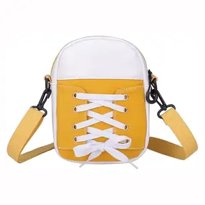 Mini Lace-up Crossbody Purse Shoes Pattern Canvas Shoulder Bag Adjustable Casual Wallet Handbag
