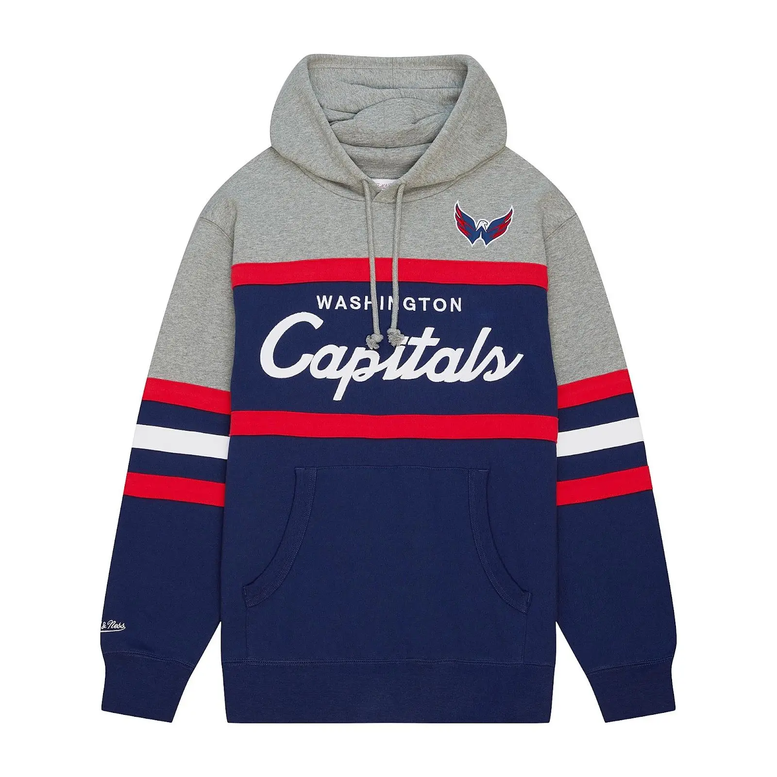 Washington Capitals Navy Head Coach Pullover Hoodie NHL Throwback Sweatshirt Fleece Vintage Fan Gear Mitchell & Ness