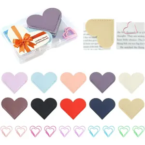 20 count  Leather Heart Bookmark Set for Book Club, Lovely Heart Bookmarks & Heart Paper Clips, Cute Corner Bookmarks for Book Lovers, Ideal for , School & Office Use