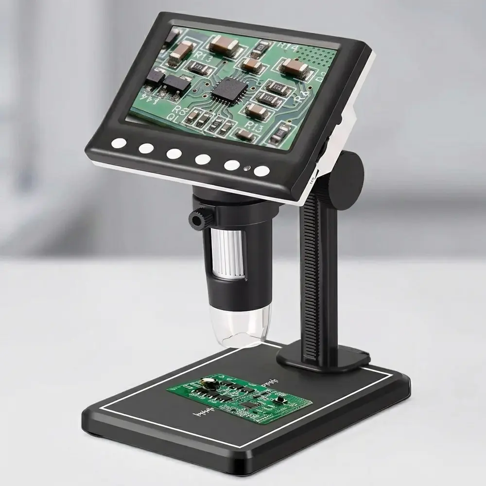 1000X HD Digital Microscope, Professional 8-LED Adjustable Lighting Diagnostic Tool, Portable Wireless for Android/iOS Live View, Smart One-Touch Focus Precision Imaging,  for Circuit Repair/Jewelry/Research, Complete with 32GB Card Multi-Scene Kit