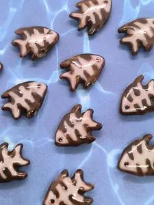 Ceramic Fish Bone Beads, Vintage Hand-Painted Hanging Decor, DIY Bracelet Making Materials, Jewelry Craft Supplies