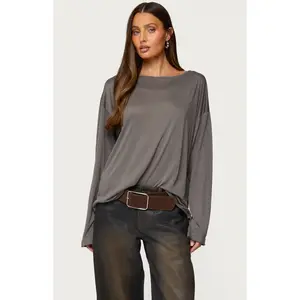 Edikted Women's Oversized Semi Sheer Long Sleeve T-Shirt
