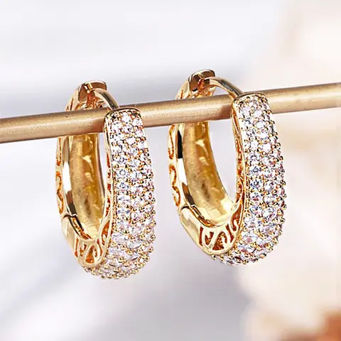 Women's Elegant Rhinestone Decor Hoop Earrings, 1 Pair Exquisite Trendy Hoop Earrings, Chic Gorgeous Fashion Jewelry As Gift for Girlfriend for Party Decor, High Quality Shining Earrings Earrings Hoops