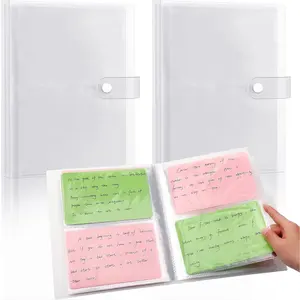 2 Pack 4x6 Index Card Holder Organizer 320 Cards Clear Binder for Flashcard, Notecard and Recipe Plastic Sleeves Indexcard Booklet Folder