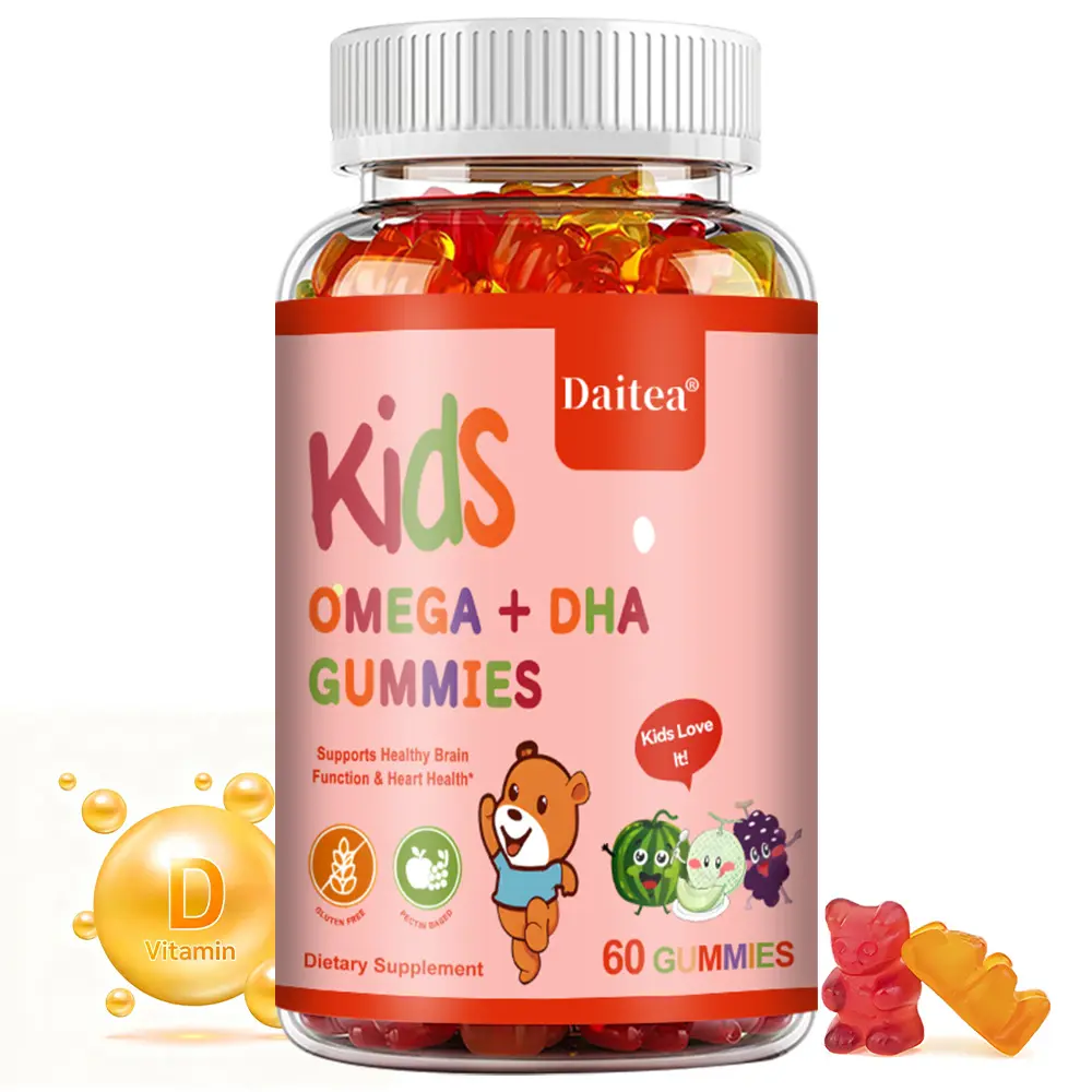 Daitea kids Omega and DHA Gummies Supplements- Supports children's immune health.Supports Brain and Heart Health, 60 Capsules
