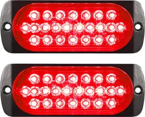Partsam 2Pcs 4.4" Red 24 LED Trailer Side Marker Clearance Light, Aluminum Housing Stop/Brake/Turn Signal/Tail Lights for Trailer Truck Pickup RV Camper Van Bus, IP67 Waterproof, Surface Mount