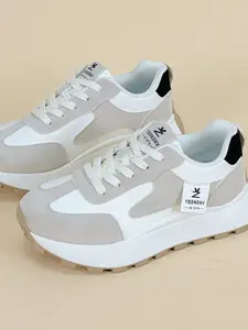 Women's Thick Sole Height Increasing Casual Shoes, Fashion Plain Design, PU Material, Rubber Sole, All Seasons Wear, Versatile Style