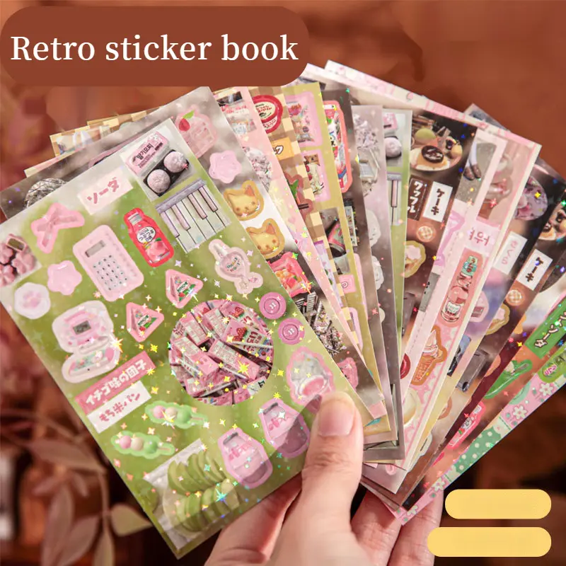 60 sheets/set, retro stickers, food theme, cute healing style, coated paper material, can decorate mobile phones, photo albums, water cups.
